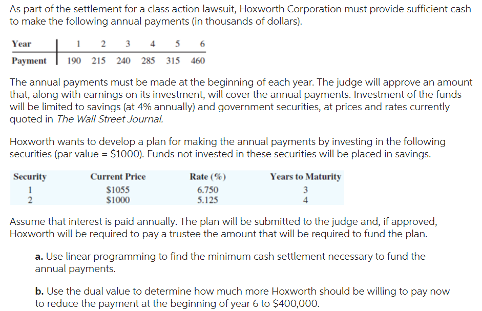 Solved As Part Of The Settlement For A Class Action Lawsuit, | Chegg.com