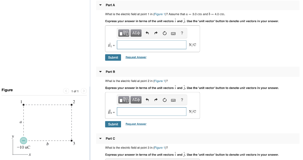 Solved Part A What is the electric field at point 1 in | Chegg.com
