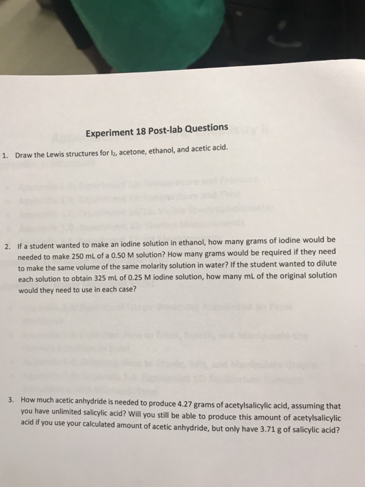 Solved Experiment 18 Post-lab Questions 1. Draw the Lewis | Chegg.com
