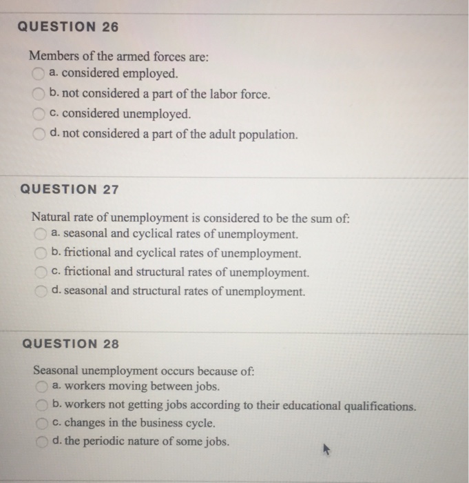 Solved QUESTION 26 Members Of The Armed Forces Are A Chegg