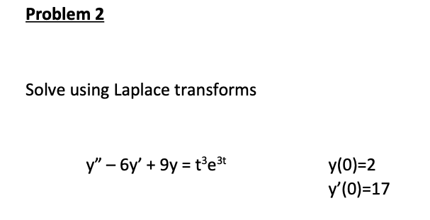 Solved Solve Using Laplace Transforms | Chegg.com