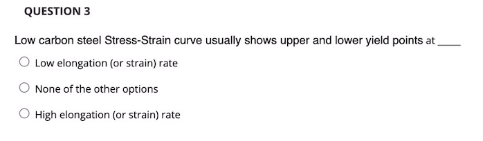 Solved QUESTION 3 Low carbon steel Stress-Strain curve | Chegg.com