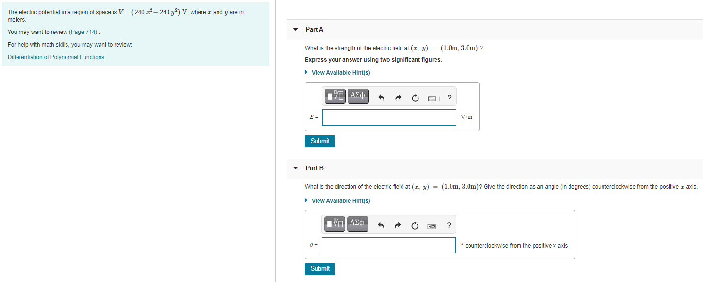 Solved The electric potential in a region of space is V | Chegg.com