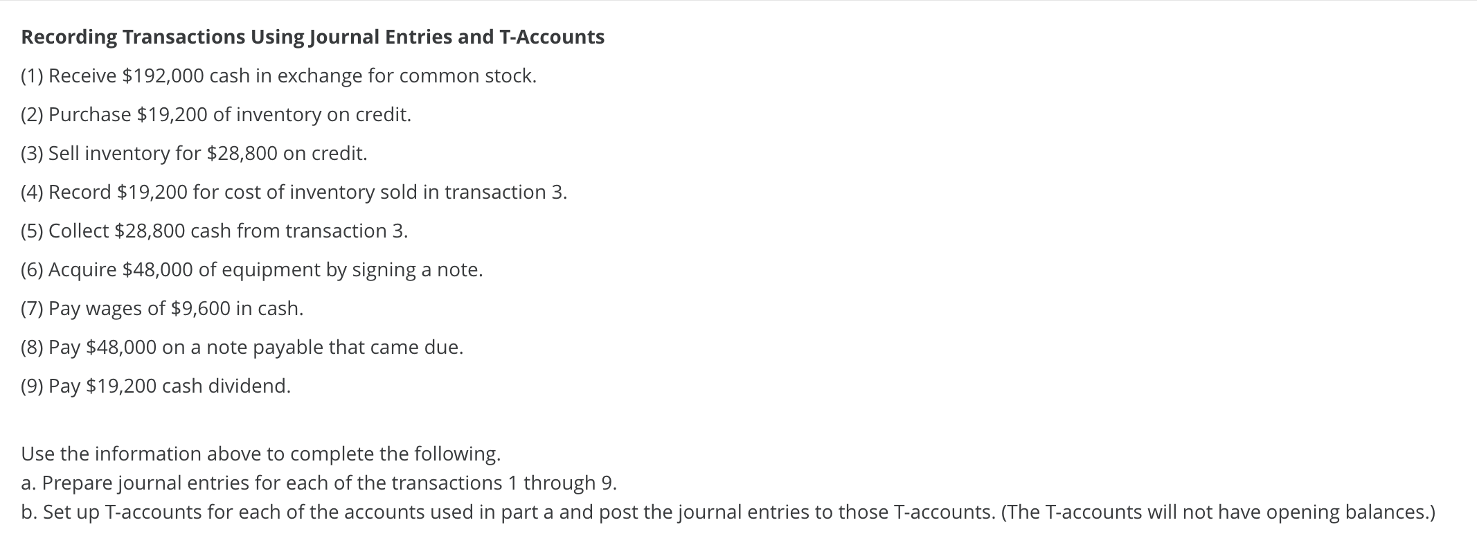 Solved Recording Transactions Using Journal Entries and | Chegg.com