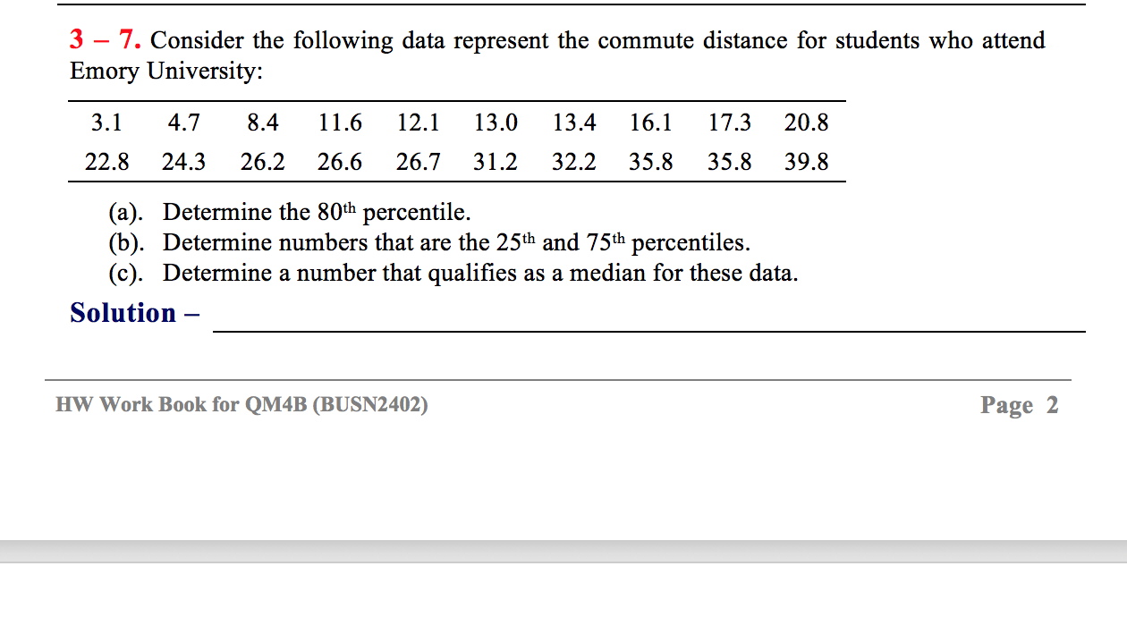 Solved 3 – 7. Consider the following data represent the | Chegg.com
