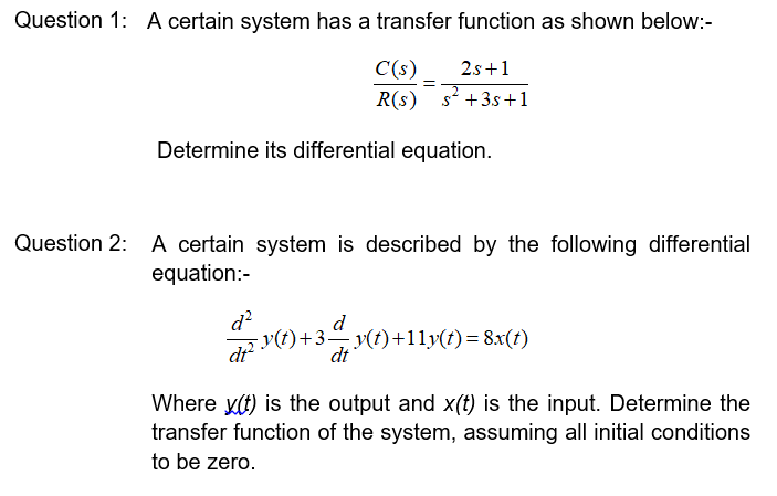 Solved Question A Certain System Has A Transfer Function Chegg Com