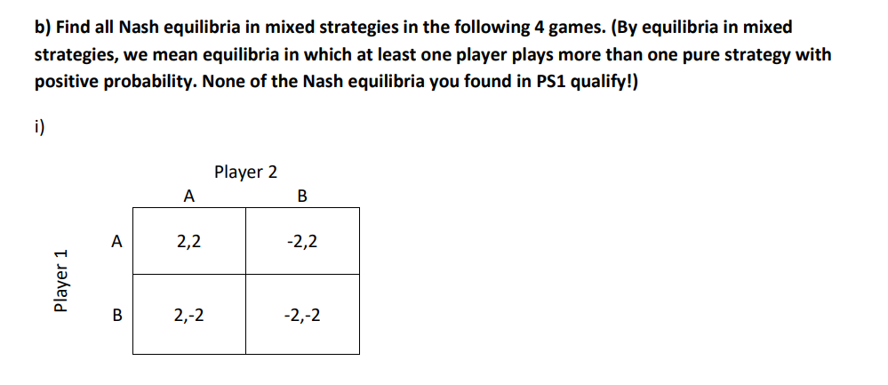 Solved B) Find All Nash Equilibria In Mixed Strategies The | Chegg.com