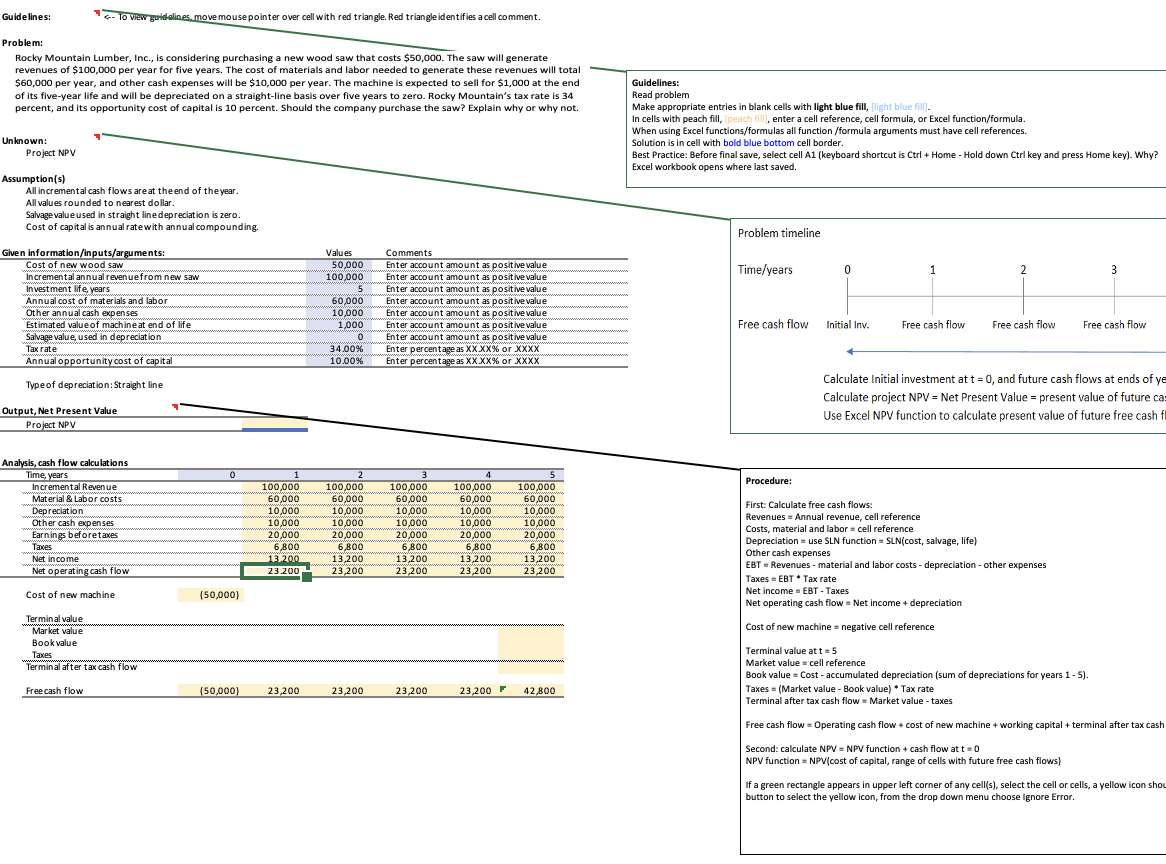 Solved Fill out all the yellow boxes in excel. Use the | Chegg.com