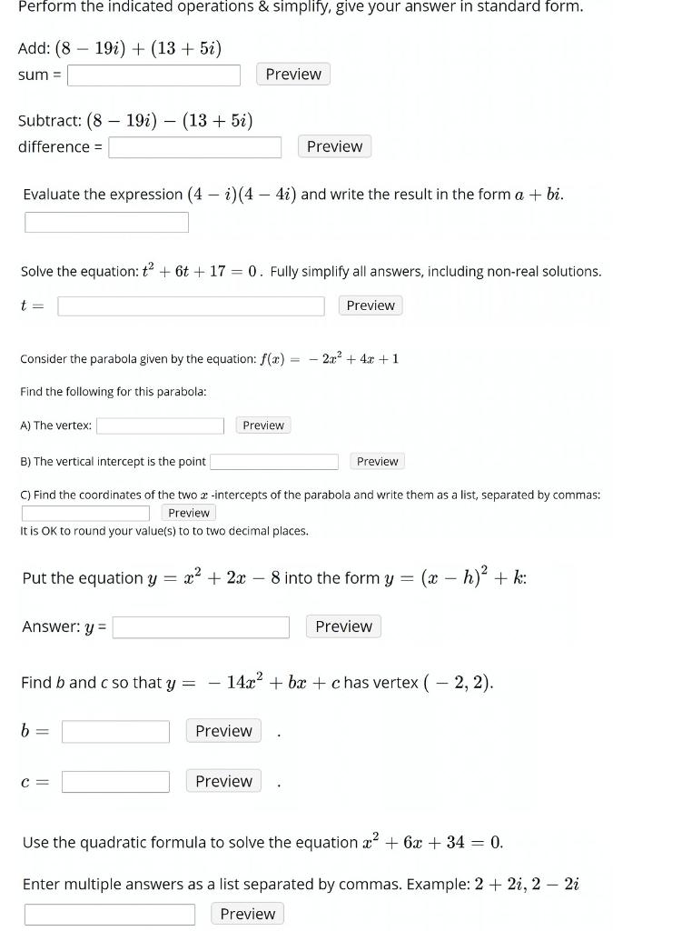 Solved Perform the indicated operations & simplify, give | Chegg.com