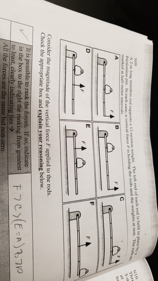 Solved No9 A 2m long massless rod frictionless pin. In each