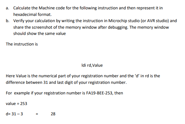Solved a. Calculate the Machine code for the following | Chegg.com