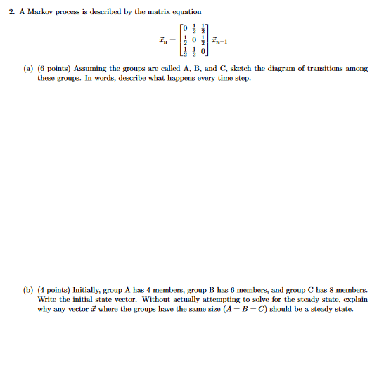 2. A Markov process is described by the matrix | Chegg.com