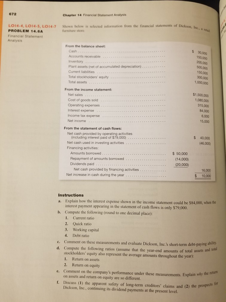 Solved 672 Chapter 14 Financial Statement Analysis LO14-4, | Chegg.com