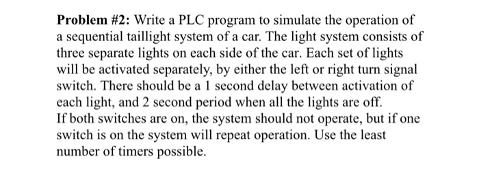Solved Problem #2: Write a PLC program to simulate the | Chegg.com