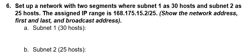 Solved 6. Set up a network with two segments where subnet 1 | Chegg.com