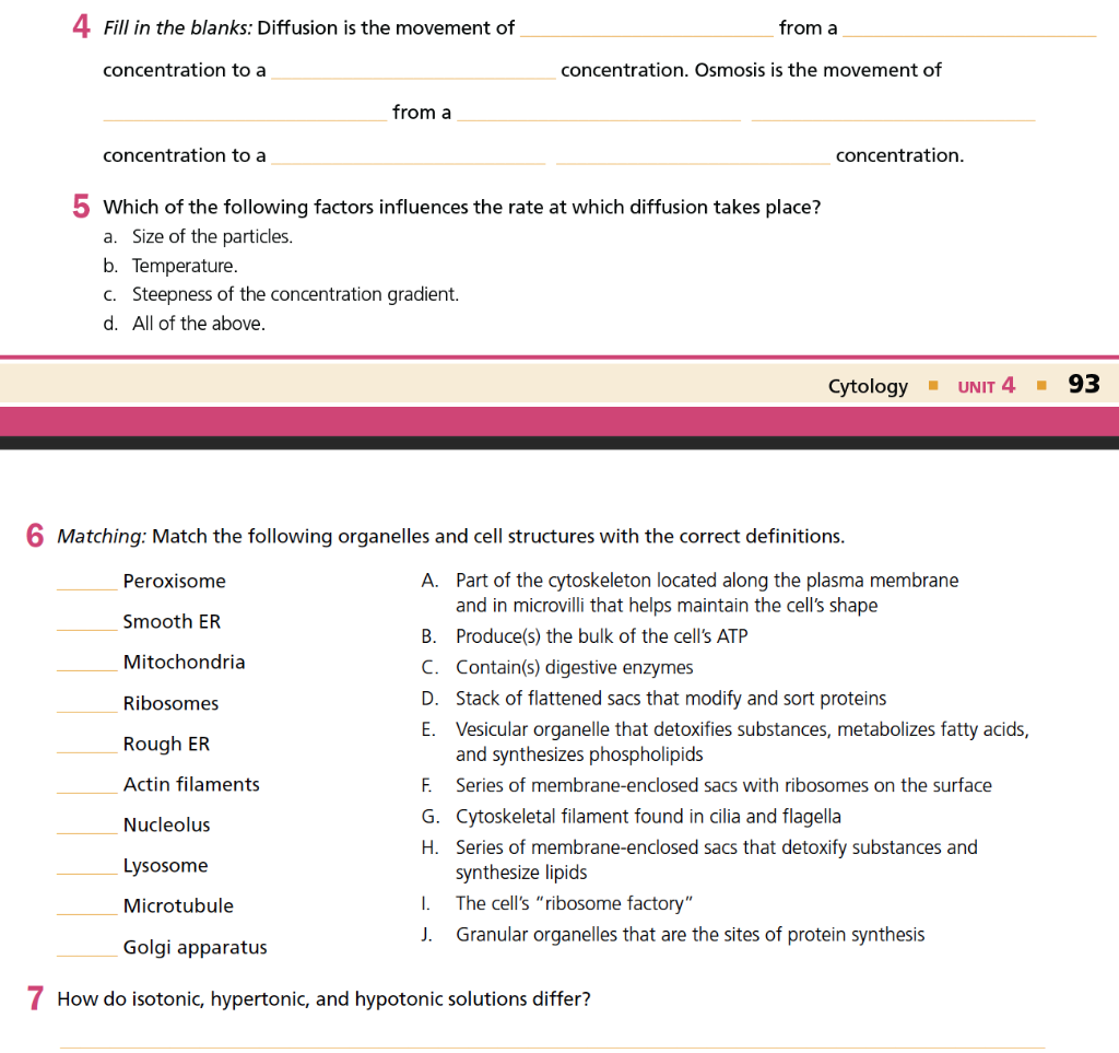 Solved 4 Fill in the blanks: Diffusion is the movement of | Chegg.com