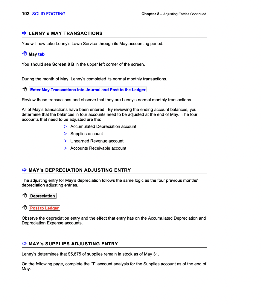 102 SOLID FOOTING Chapter 8 Adjusting Entries