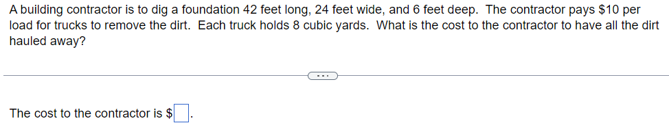 Solved A building contractor is to dig a foundation 42 feet | Chegg.com