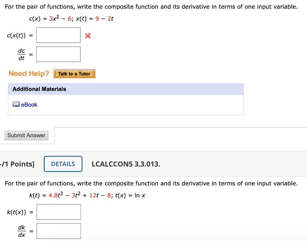 Solved For the pair of functions, write the composite | Chegg.com