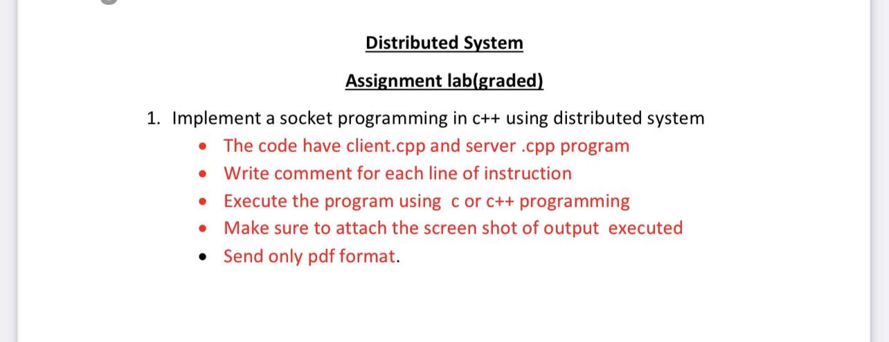 Solved 1. Implement A Socket Programming In C++ Using | Chegg.com