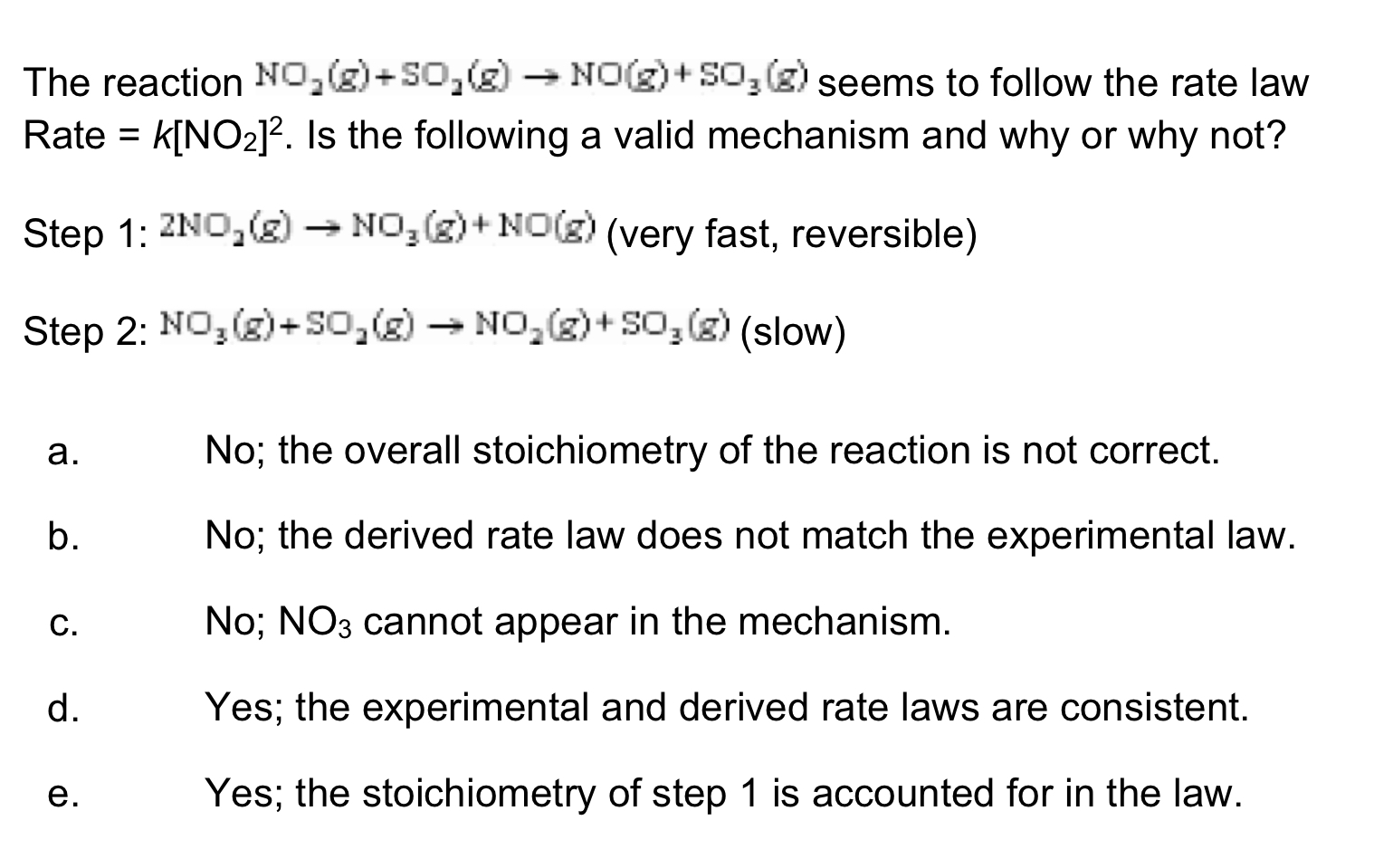 Solved The Reaction NO2(g)+SO2(g)→NO(g)+SO3( G) Seems To | Chegg.com