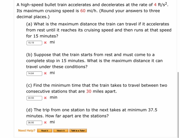 Solved A high-speed bullet train accelerates and decelerates | Chegg.com