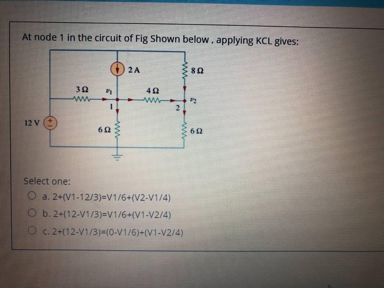 Solved At node 1 in the circuit of Fig Shown below, applying | Chegg.com