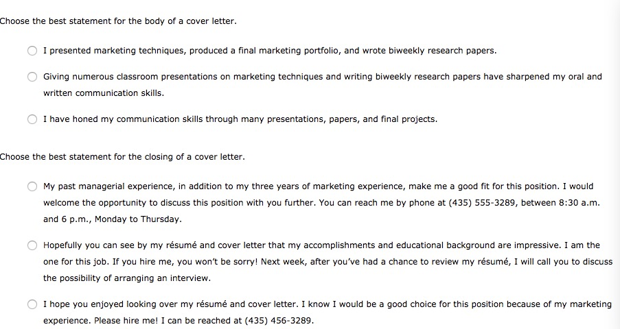 B Creating Customized Cover Messages A Cover Letter Chegg Com