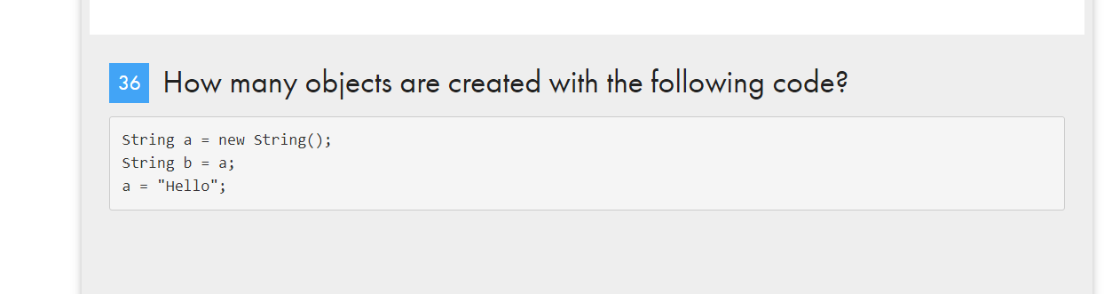 Solved 36 How many objects are created with the following | Chegg.com