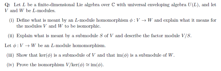 Solved Q Let L Be A Finite,dimensional Lie Algebra Over
