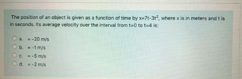 Solved The position of an object is given as a function of | Chegg.com