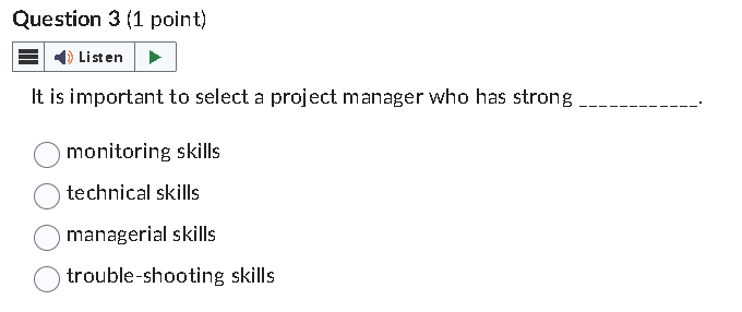 Solved It is important to select a project manager who has | Chegg.com