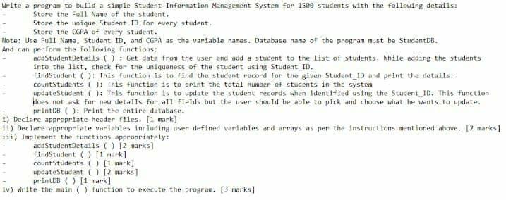 Solved Write a program to build a simple Student Information | Chegg.com