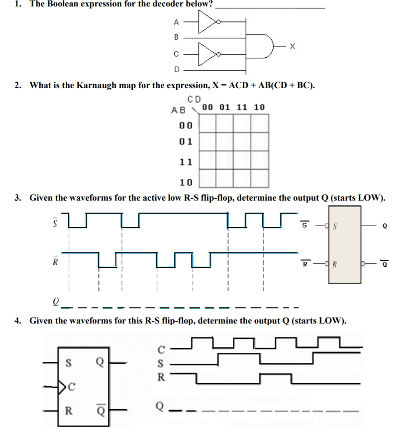 Solved 1. The Boolean expression for the decoder below? 2. | Chegg.com