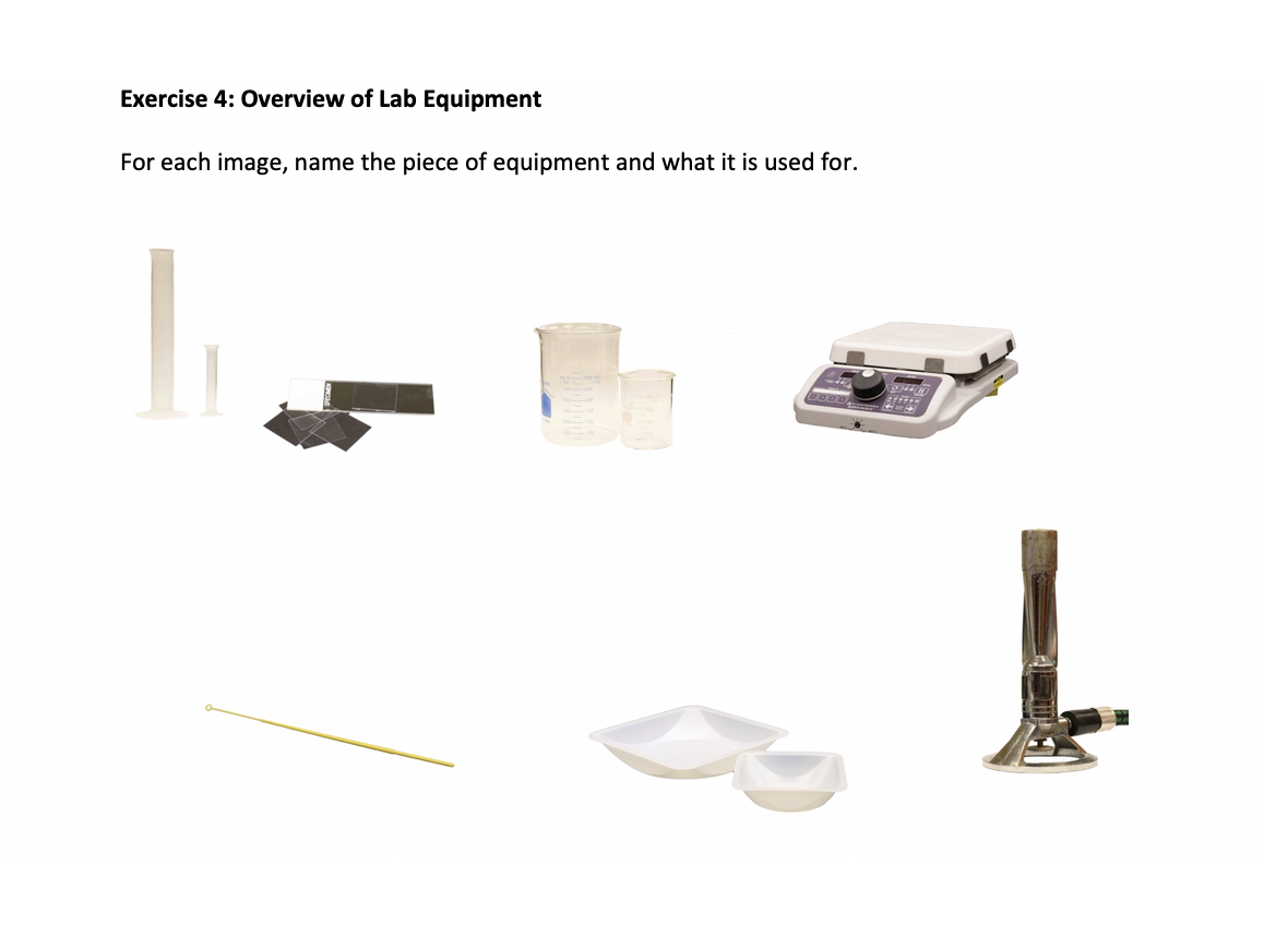 Solved Exercise 4: Overview Of Lab Equipment For Each Image, | Chegg.com