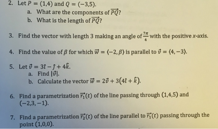 Solved 2. Let P (1,4) And Q (-3,5). A. What Are The | Chegg.com