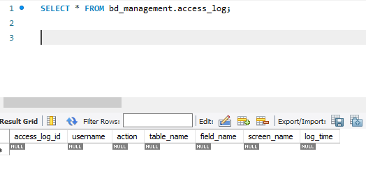 Solved How can I create a mysql database for accesslog table | Chegg.com