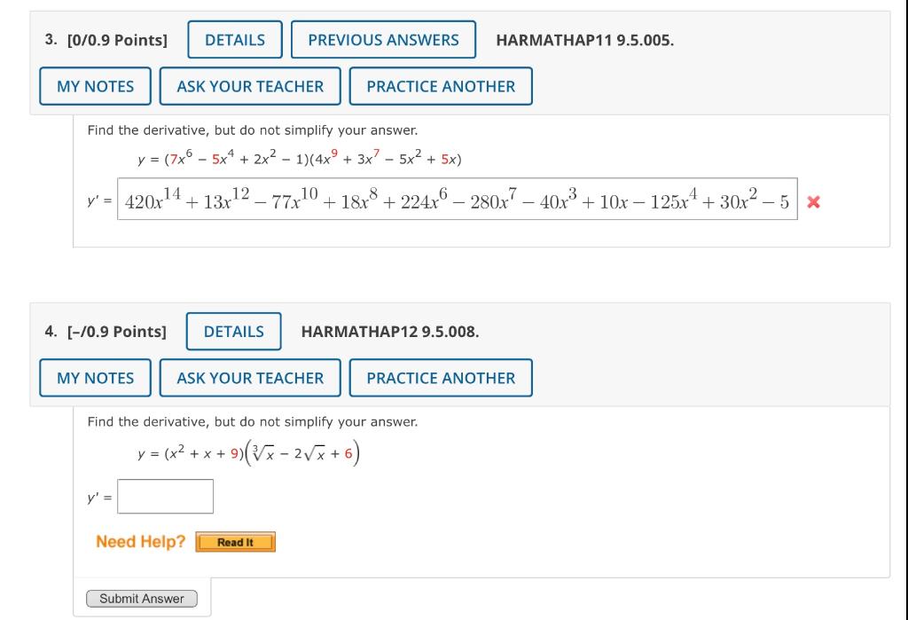 Solved Find The Derivative, But Do Not Simplify Your Answer. | Chegg.com