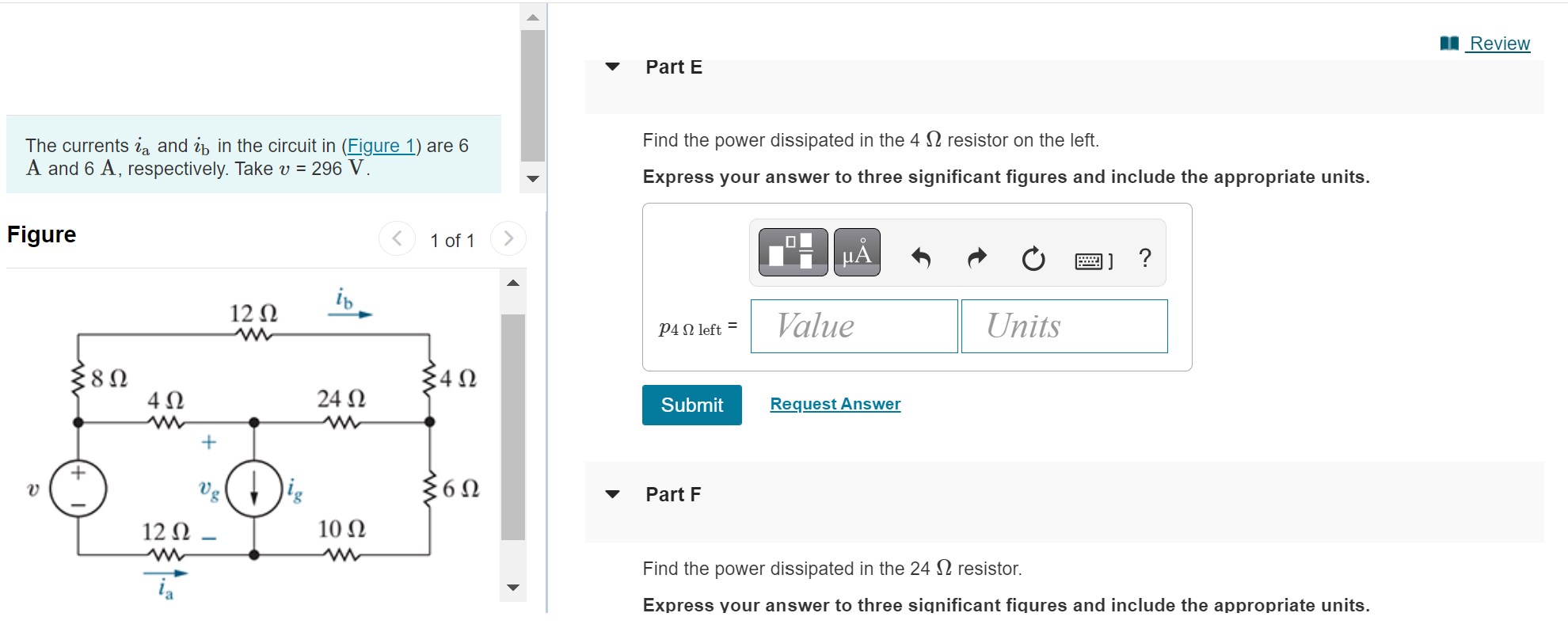 Solved The currents ia and ib in the circuit in (Figure 1) | Chegg.com