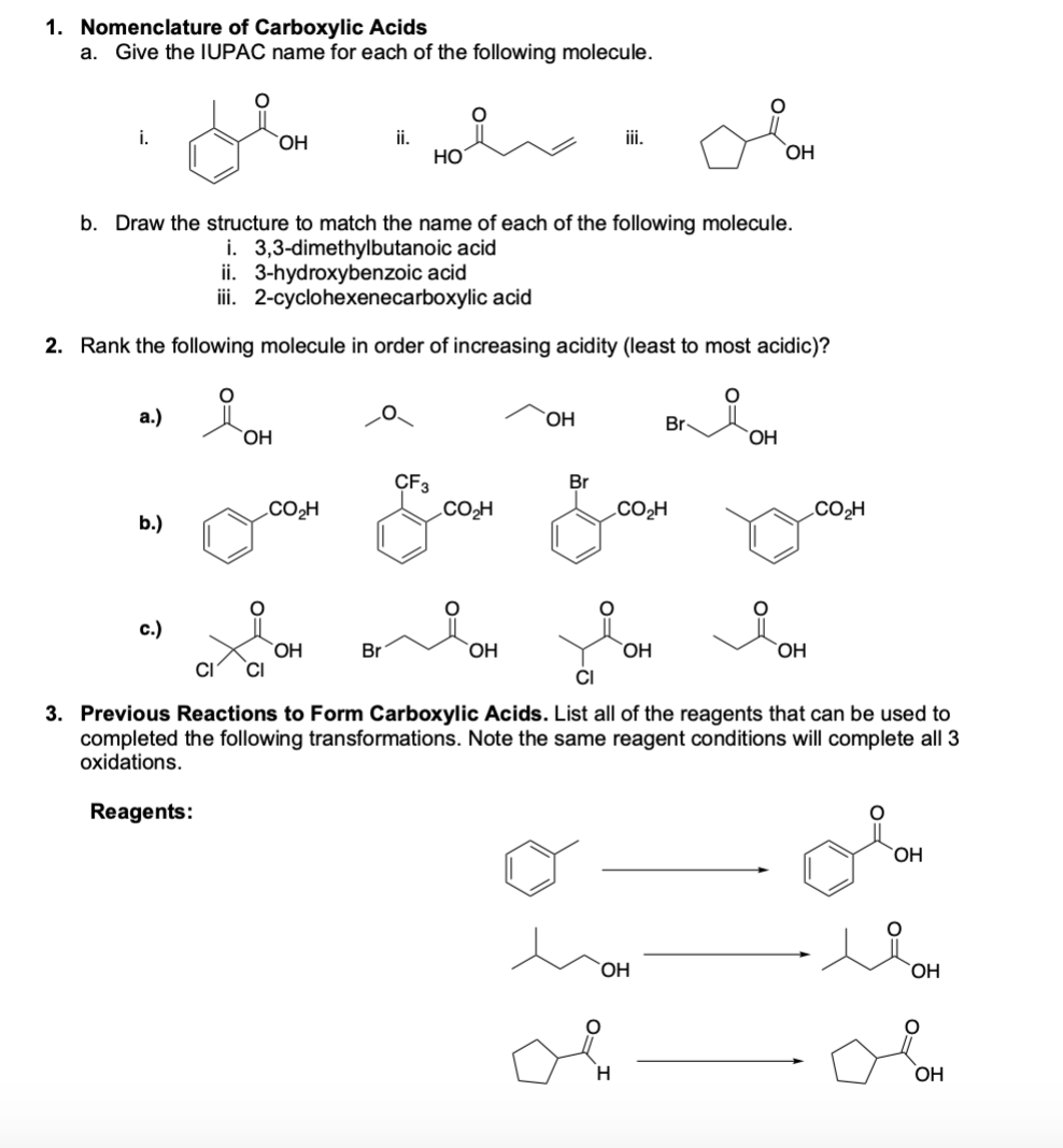 Solved 1. Nomenclature of Carboxylic Acids a. Give the IUPAC | Chegg.com