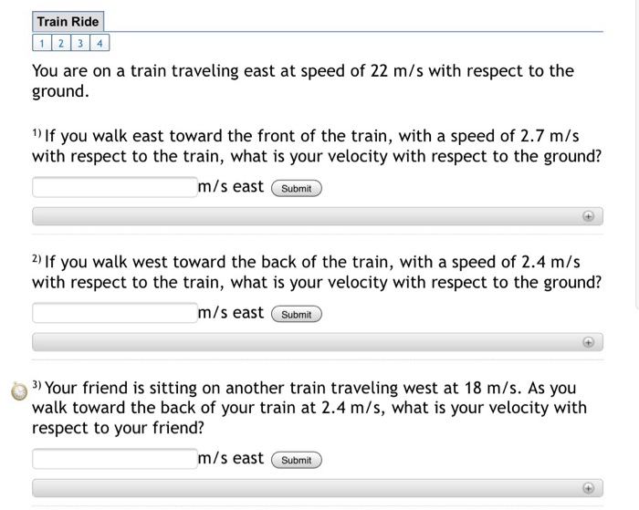 Solved Train Ride 1 2 3 4 You are on a train traveling east | Chegg.com