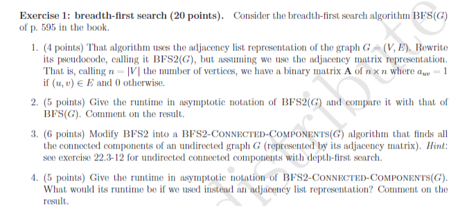 Solved 1 Exercise 1: breadth-first search (20 points). | Chegg.com