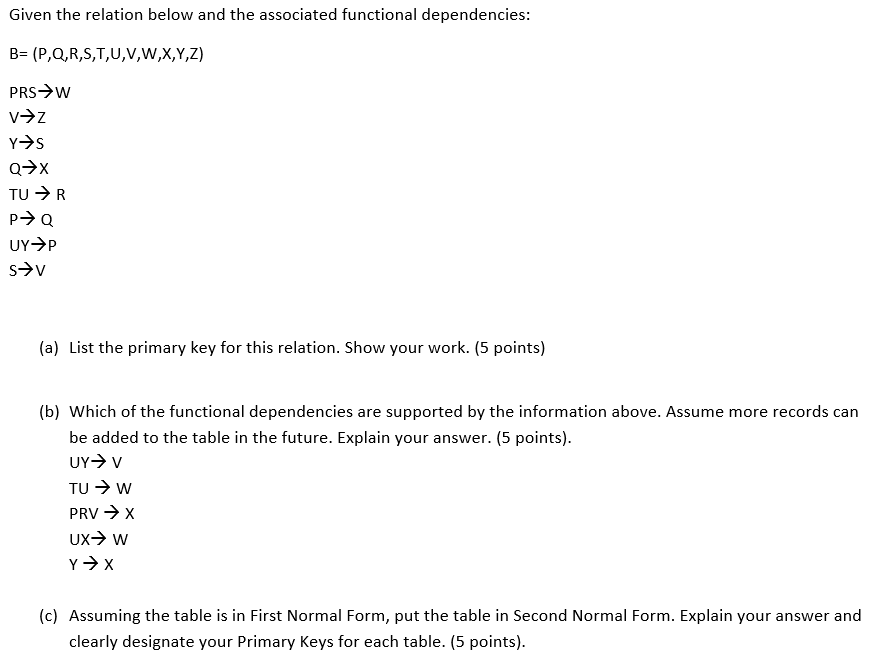 Solved Given The Relation Below And The Associated Chegg Com
