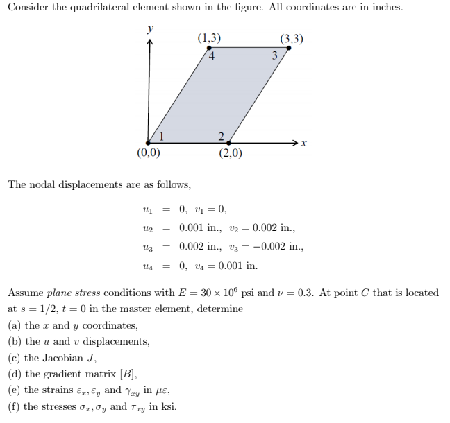 Consider the quadrilateral element shown in the | Chegg.com