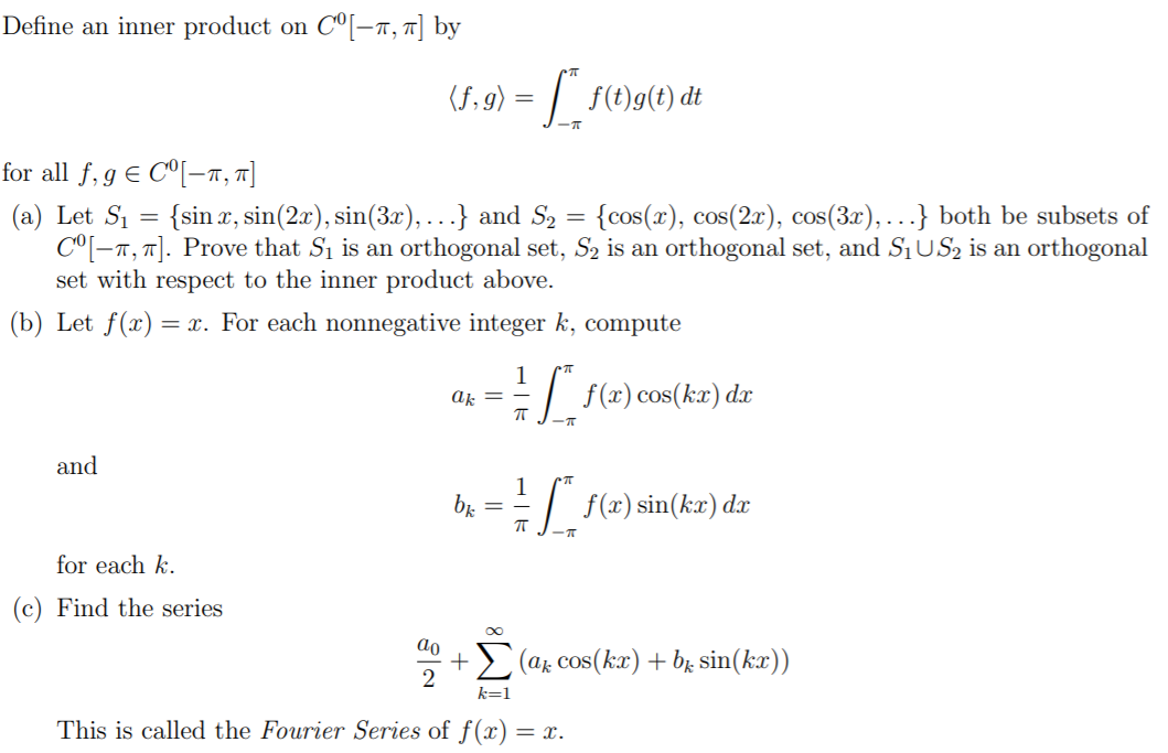 Solved Define An Inner Product On Cº 7 7 By 5 9 F Chegg Com