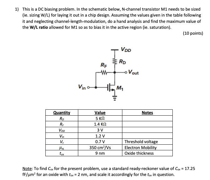 Solved 1) This is a DC biasing problem. In the schematic