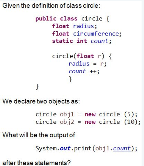 Solved Given the definition of class circle: public class | Chegg.com