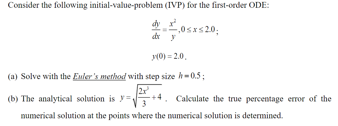 Solved Consider The Following Initial Value Problem Ivp