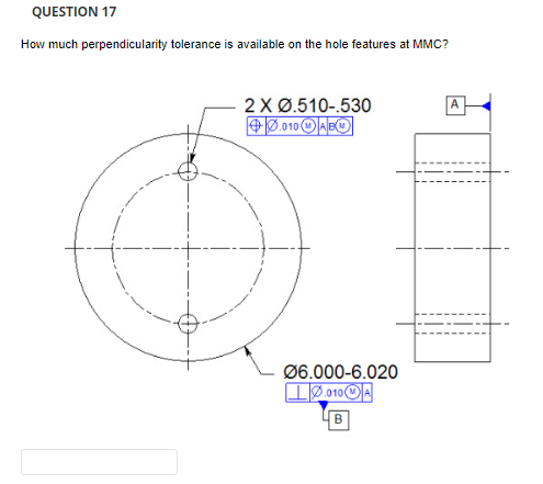 How much perpendicularity tolerance is available on | Chegg.com