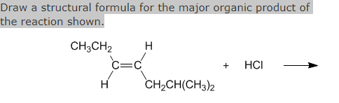 Draw a structural formula for the major organic product of the reaction shown.